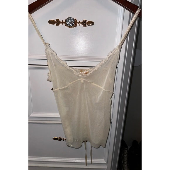 RARE Y2K True Vintage, Abercrombie & Fitch cream, sheer, lace camisole, Sz M - Picture 7 of 16